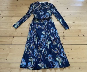 Diane Von Furstenberg Maxi Wickelkleid Seide Dunkelblau Bunt Gr 38 Wie Neu - Bild 1 von 8