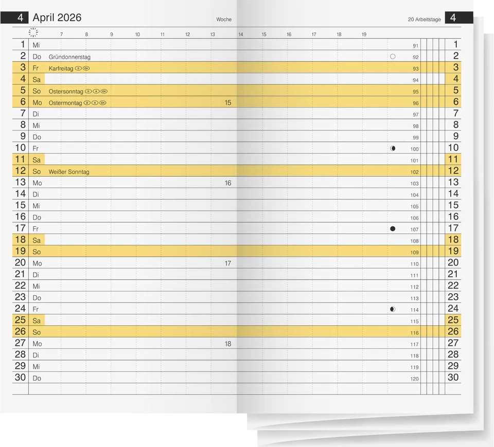 RIDO-IDÉ Taschenkalender Ersatzkalendarium 2026 1Monat=2Seiten Miniplaner d15 ersetzt d12