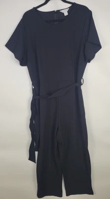 Mono para mujer Liz Claiborne negro con cinturón XL | manga corta pierna ancha de una pieza Foto 1 de 4