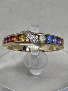 Ring 9 kt Gold variabler Farbton Saphir & Diamant Größe O (2,53 g) - Bild 1 von 11