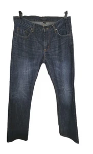 Banana Republic Jeans Mens 32x32 Blue Vintage Straight Leg Dark Wash Distressed - Picture 1 of 10