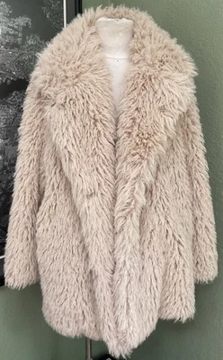 Abrigo H&M Imitación Piel IMPRESIONANTE DIFUSO Beige Tostado DE GRAN TAMAÑO Talla S Mujer Chaqueta Foto 1 de 4