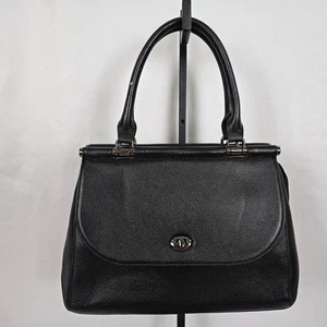 Giorgio Ferretti Satchel Black Italian Leather Double Handle 15" x 10" x 4" - Picture 1 of 17