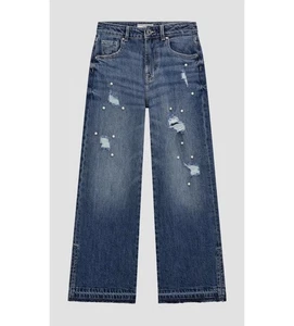 EUC Guess Little Girls '90s Rigid Denim Pearl Jeans In Blue 7 - Picture 1 of 16
