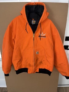 Carhartt Men's XXL Orange Hooded Jacket RN #14806 Quilted Interior 2XL UFCW - Picture 1 of 3
