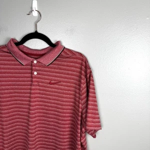 Polo de golf Nike para hombre talla XL rojo a rayas Dri-FIT rendimiento ajuste estándar activo - Imagen 1 de 5
