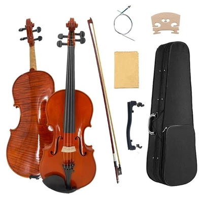 Luthier Made 4/4 Violin One-Piece Back Canadian Flamed Maple Complete Outfit - Image 1 of 4