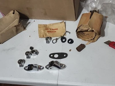 NOS 1950 LINCOLN MERCURY FORD UNITY 27L SPOTLIGHT BRACKETS  ATTACHING PARTS 28L - Image 1 of 4