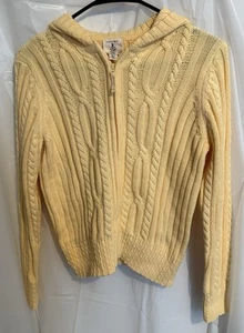 Girls Medium 10/12 Lands End Cable Knit Full Zip Up Hoodie Sweater NWT - Picture 1 of 3