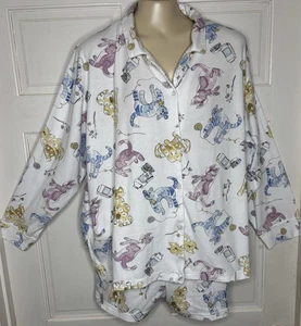 Vanity Fair Long Sleeve Top Pajama Shorts Set Size 2XL Cat Print 2 Piece - Picture 1 of 14