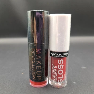  Pack de 2 lápices labiales rojos Makeup Revolution - brillo para dama y bebé - bebé Foto 1 de 3