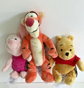 Three Disney Small Winnie The Pooh Plush Tigger & Piglet Tags Attached Vintage - Picture 1 of 9