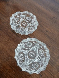 Set 2 Anchor Hocking MCM Clear Glass Ashtray Vintage Bridge Night 4" Diameter  - Picture 1 of 5