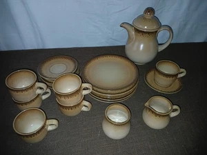 Servicio de café cerámica marrón - para 6 personas años 80 - Imagen 1 de 4