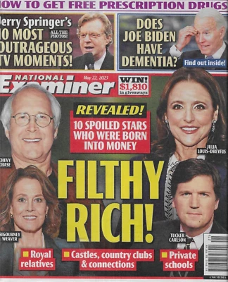 National Examiner Born Rich Stars Jerry Springer Joe Biden Montgomery Clift 2023 - Image 1 of 4