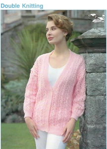 womens ladies lace cable cardigan double knit knitting pattern COPY a87 - Picture 1 of 1