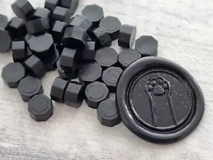 50 black wax seal beads, shiny sealing bead envelope/letter, wedding invitations - Picture 1 of 7