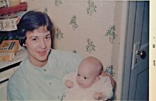 Vintage Found Photo - 1962 - Pretty Woman Holds Cute Little Baby In The Kitchen
