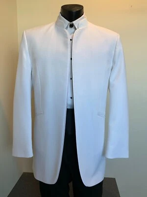 Chaqueta de Esmoquin Cuello Mandarín WHITE MIRAGE con Opciones de Pantalón - Varias Tallas Foto 1 de 4