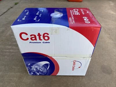 Bulk 1000ft CAT6 Riser CMR 4Pair Solid 23AWG UTP Internet LAN Cable Blue - Image 1 of 2