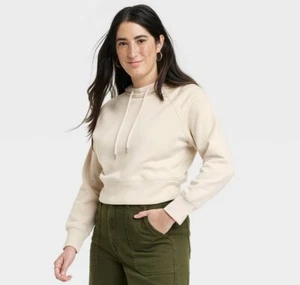 Felpa con cappuccio filo universale donna X-Large manica lunga beige - Foto 1 di 11