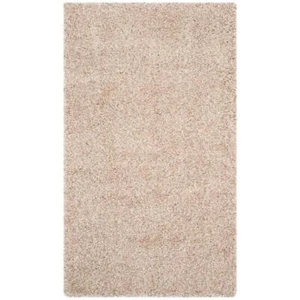 SAFAVIEH Area Rug 3'x5' Rectangle Loomed Solid Doormat Santa Monica Shag Beige - Picture 1 of 9