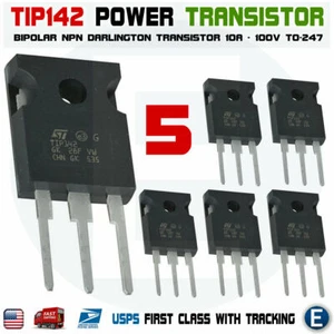 5Pcs TIP142 Power Transistor NPN Bipolar Darlington 100V 10A TO-247 USA - Picture 1 of 2