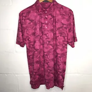 G/FORE Mens Large Icon Camo Tech Jersey Modern Spread Collar Wicking Pink Skull - Picture 1 of 7