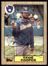 1987 Topps Cecil Cooper Auto Milwaukee Brewers #10
