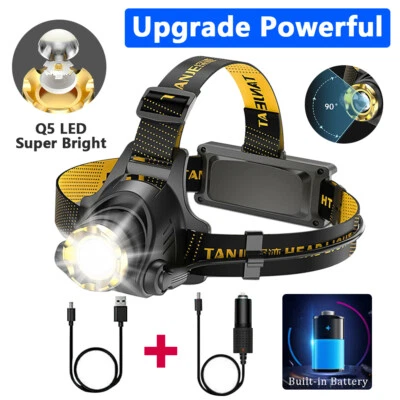 GEZEICHNET NICHT Super Hell LED Stirnlampe USB Scheinwerfer Kopflampe Taschenlampe Zoom 900000LM