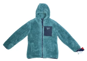 Reebok Sherpa Fleece Mystic Lake Green Full Zip Soft Jacket Youth Girls M 10/12 - Picture 1 of 12
