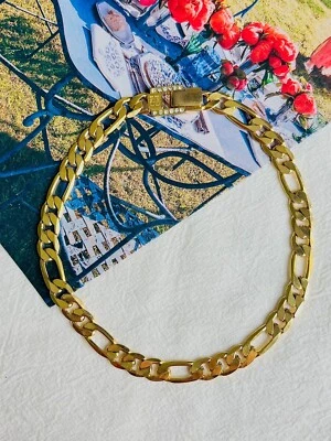 Collar de eslabones de cadena Figaro de cristal entrelazado con logotipo de Givenchy vintage de los años 80, dorado Foto 1 de 4