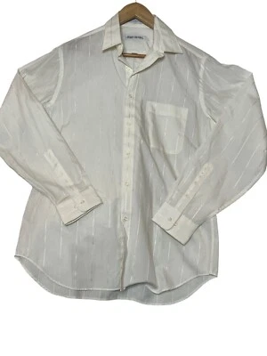 Vintage John Henry White Striped Mens Button-Up Shirt 15.5 34/35 Regular Fit Foto 1 de 4
