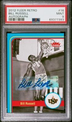 PSA 9 2012 Fleer Retro Bill Russell Autograph #16 - Image 1 of 2
