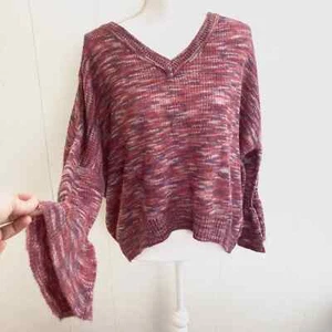 Appraisal Wool Mohair Blend Multicolor Bell Sleeve Open Knit Sweater S - Picture 1 of 7