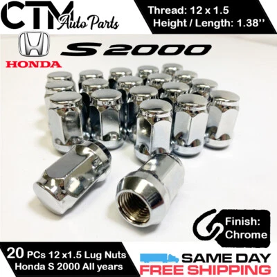 20 PIEZAS TUERCAS DE REPUESTO CROMADAS 12X1.5 ABULTAMIENTO BELLOTA EXTREMO CERRADO PARA HONDA S2000 Foto 1 de 3