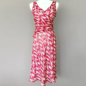 J Crew Red Silk Dress Women P4 Petite Ruching Flowy Preppy Sundress Wedding Gues - Picture 1 of 9