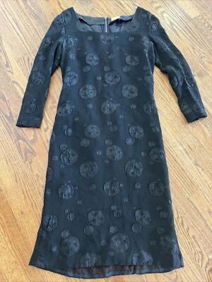 Vintage Handmade Women’s Dress Black Straight With Pieced Dots Circles Size S/M - Image 1 of 4