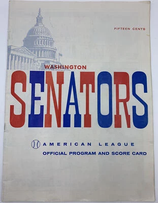 Washington Senators 1958 Scorecard Program New York Yankees Unscored Baseball - Image 1 of 4