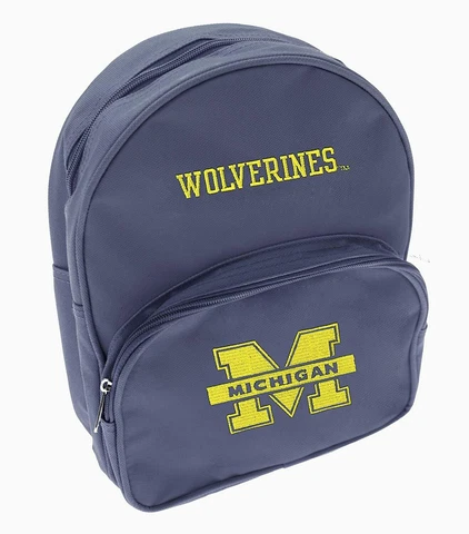 Michigan Wolverines NCAA Kids Mini Backpack School Bag, Navy Cover
