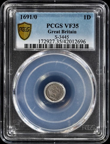 1691/0 William & Mary Great Britain Silver Maundy Penny 1D PCGS VF35 S-3445 Cover