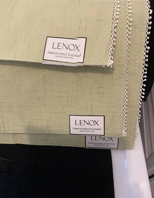 LENOX French Perle (3) “Placemats” 13"x 19" Rectangle Pistachio Green NWT - Image 1 of 4