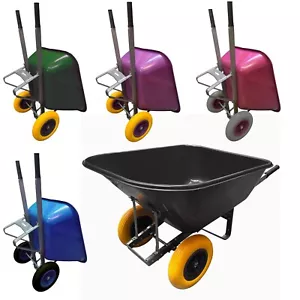 200L XL Big Wheelbarrow Puncture Proof Twin Wheels Hay Stable Manure Garden Yard - Picture 1 of 14