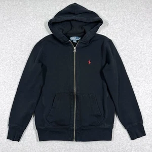 Vintage Polo Ralph Lauren Hoodie Mens Medium Full Zip Thermal Hood Sweatshirt - Picture 1 of 12