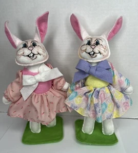 Vintage Trendmasters Bunnyland 11” Easter Bunny Rabbits Plush Posable 1992 - Picture 1 of 7