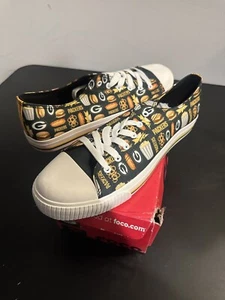 FOCO Green Bay Packers Men's Low Top Canvas Concession Sneaker Shoes Size 12 - Picture 1 of 5