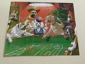 Hoja de estampillas de perros de juego de póker Ref R49179 - Imagen 1 de 3