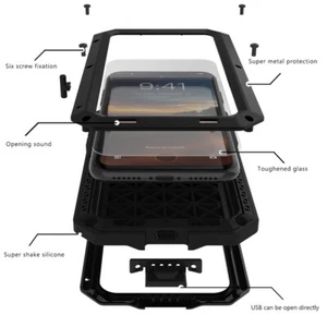 Tank Water Resistant Metal Gorilla Glass Hard Case fr iPhone 13 14 15 16 Pro Max - Picture 1 of 15