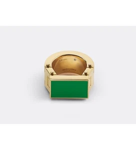BOTTEGA VENETA Bolt green & gold plated silver chunky ring 7 US / 15 IT designer - Picture 1 of 9