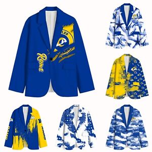 Los Angeles Rams Men's One Button Blazer Suit Casual Jacket Coat W/Pockets Gift
